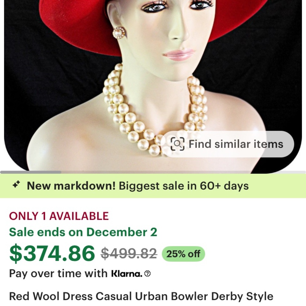 Lord & Taylor Vibrant Red felt Women's Hat - Picture 5 of 6